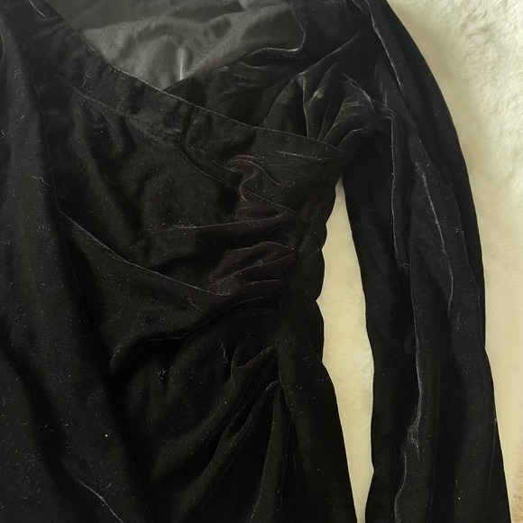 soft surroundings velour faux wrap black blouse top size petite medium PM - Picture 3 of 4